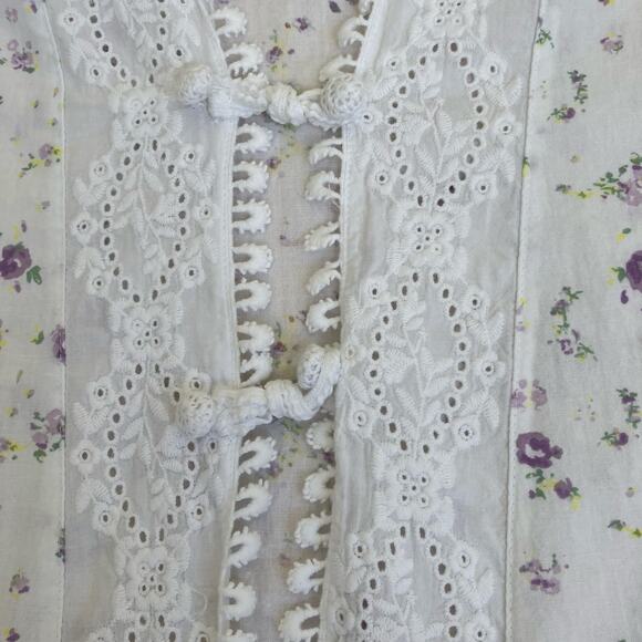 The 1 for U Sz S Rosalind Long Sleeve Cotton Housecoat Lilac Rose Print Romantic - Picture 10 of 16